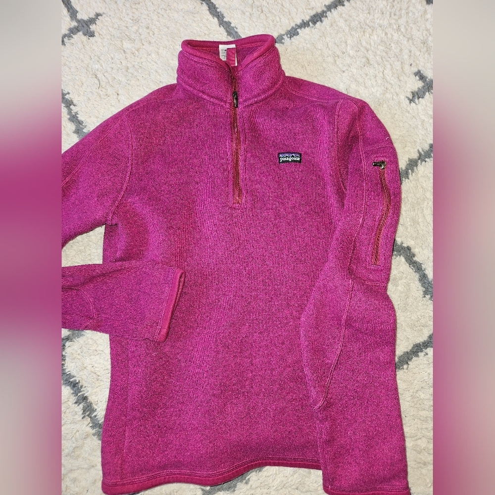 Patagonia Pink Quarter-Zip Fleece Sweatshirt